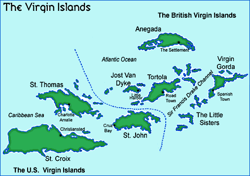 Iles Vierges des etats Unis carte
